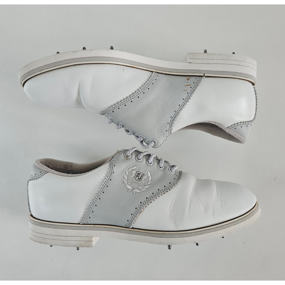 Vtg Footjoy SoftJoys II Golf Shoes Womens 6 M White Gray Spikes Activewear